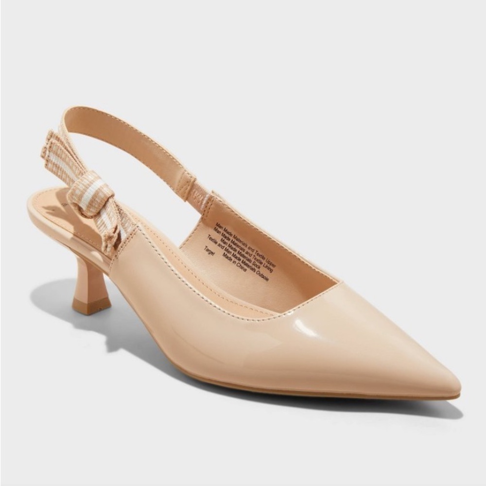Women's Milan Slingback Kitten Heels - A New Day™ Tan new - Picture 1 of 6